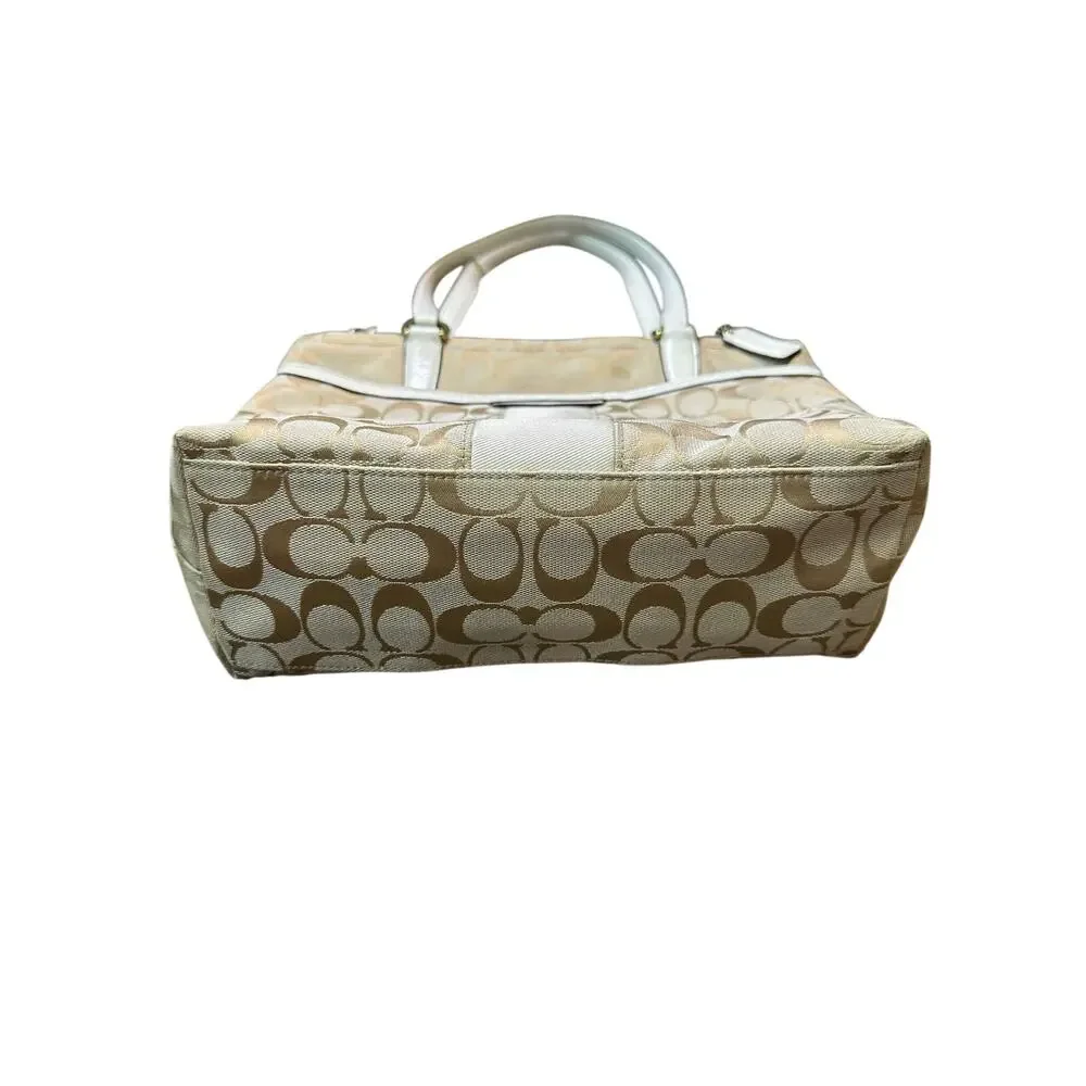 Coach Signature C Tan Tote Bag with Zipper Closure F28504